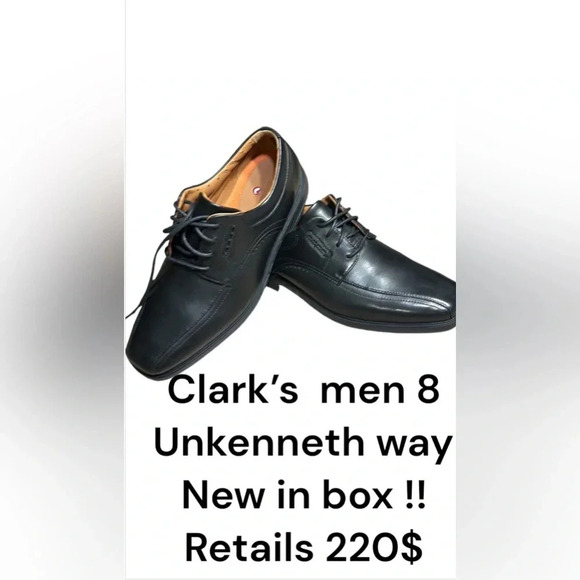 Clark’s  UNKENNETH WAY shoes men ,leather ,lambskin,NEW! ,black ,size 8 & 13 - Picture 1 of 16